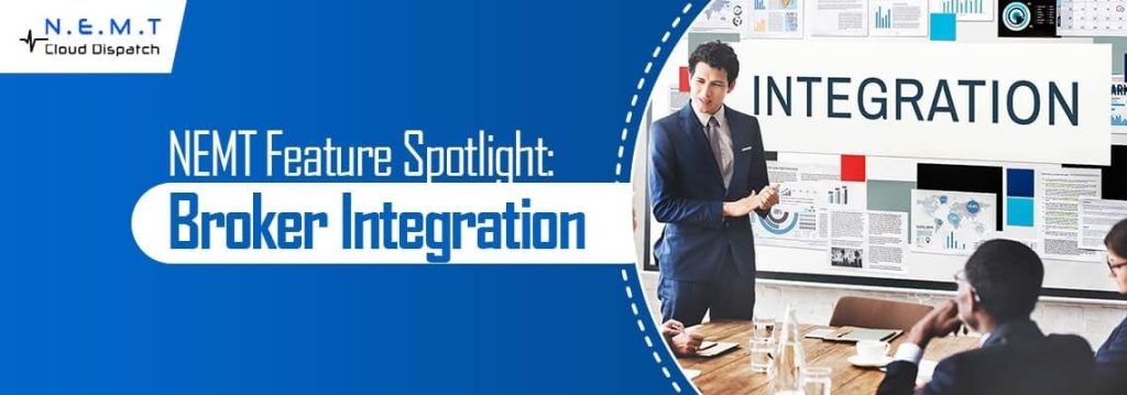 Dashboard view of NEMT broker integration software showing real-time trip assignments and automated scheduling