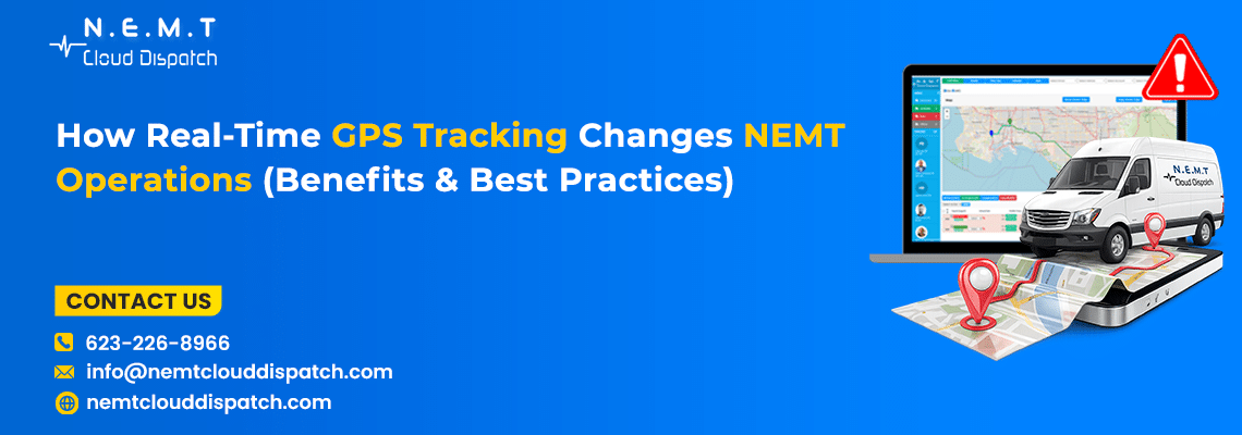 Real-time GPS tracking in NEMT dispatch software showing live vehicle locations and routes