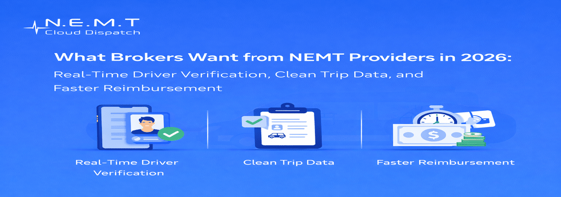 NEMT provider team reviewing broker requirements, driver verification, and trip data for faster reimbursement in 2026