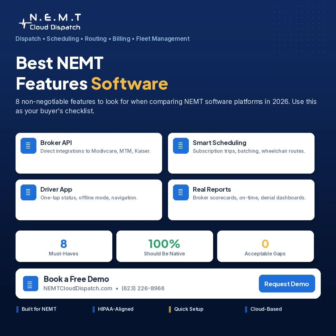 8 features the best NEMT software should include — full comparison checklist 
