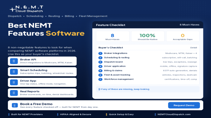 8 features the best NEMT software should include — full comparison checklist