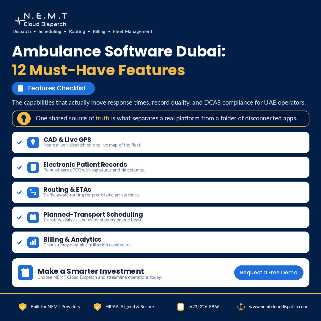 ambulance software dubai features 2026