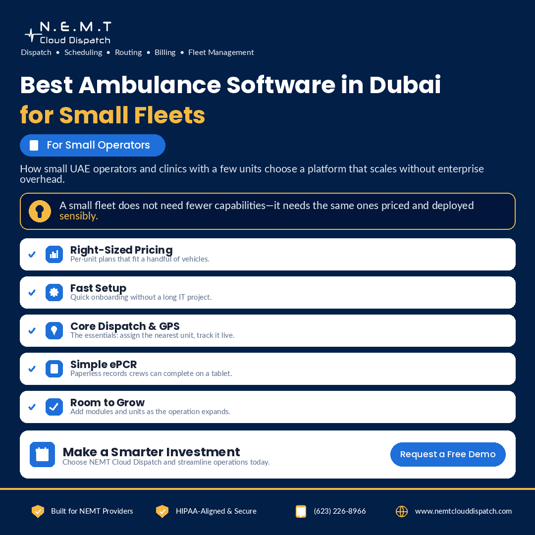 best ambulance software dubai small fleets 2026