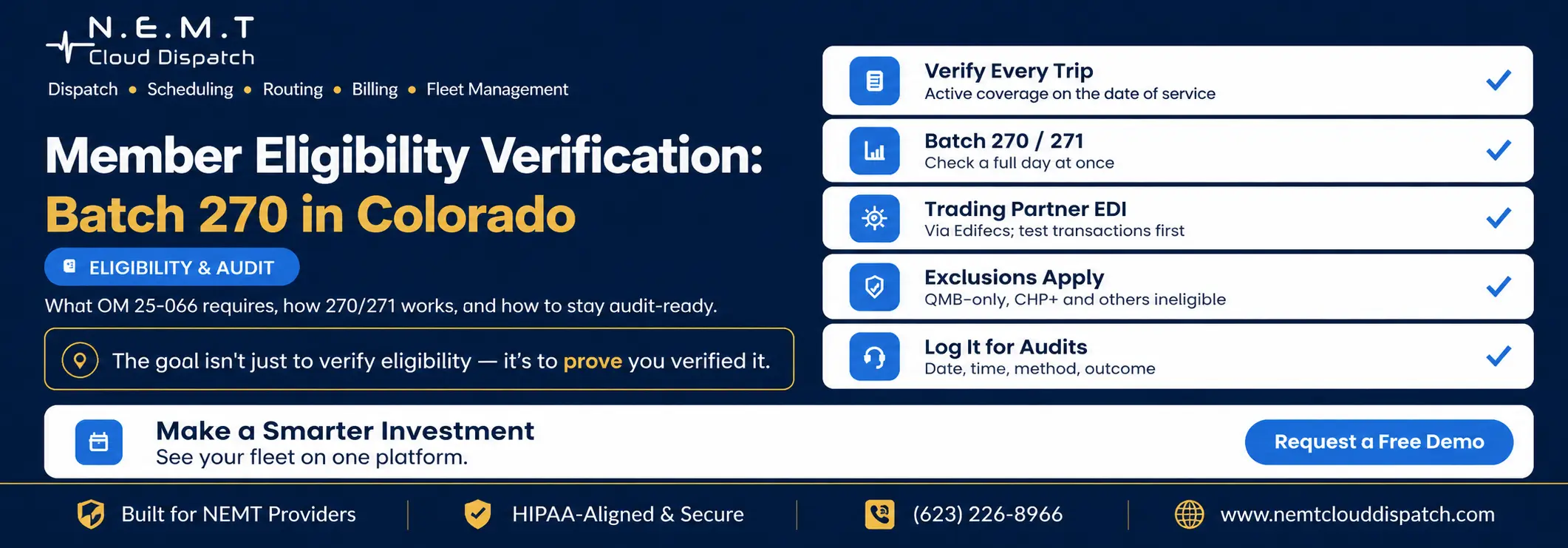 Nemt member eligibility verification colorado batch 270