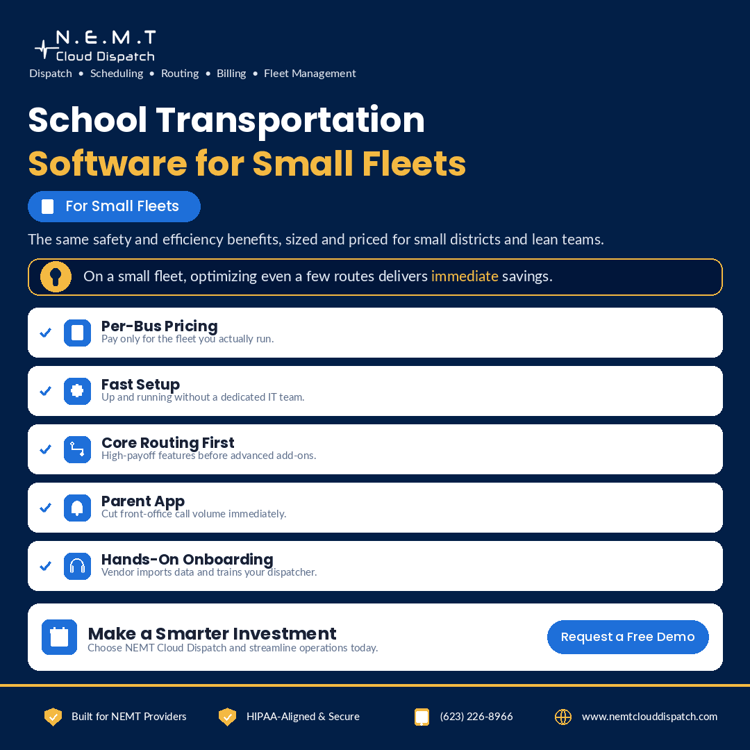 School transportation software for small fleets