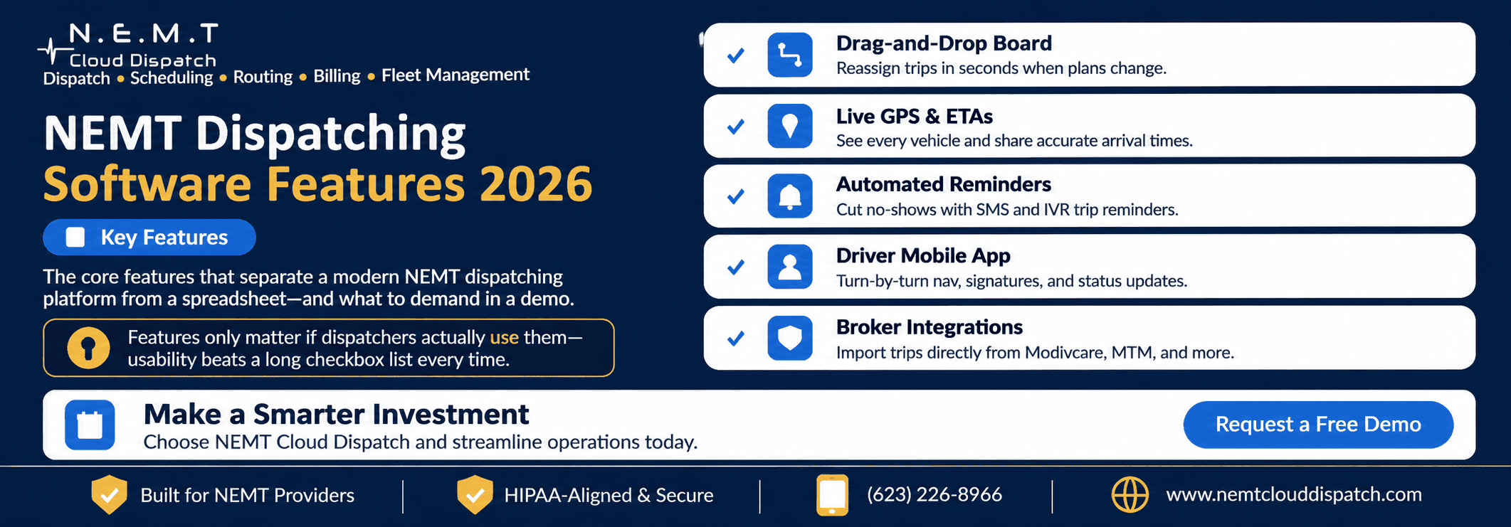 nemt dispatching services features 2026