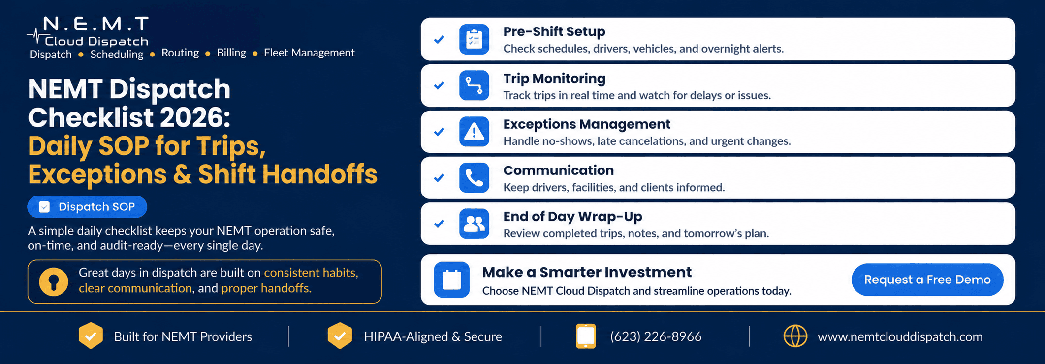 nemt dispatch checklist